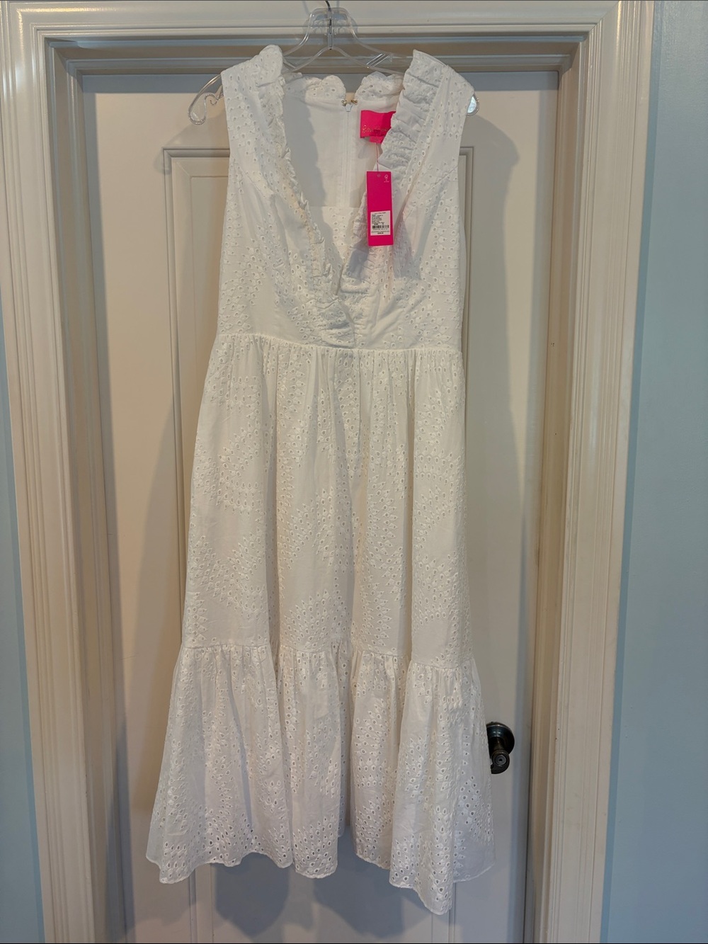 Lilly Pulitzer White Eyelet Ruffle Midi Dress